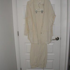 Cream Cotton Jacket and Pant Suit